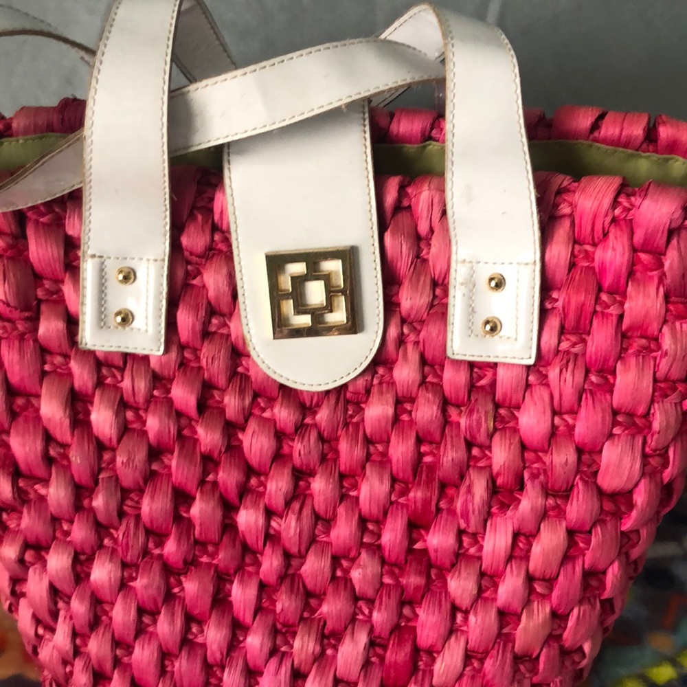 Trina Turk pink straw bag